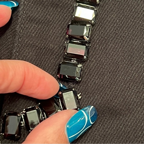 NWT Sandro Cristelle High Rise Wide Leg Black Jeans w Crystals—1 loose crystal - Picture 15 of 15